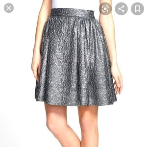 Kate Spade Aimee skirt, metallic silver w/ pockets